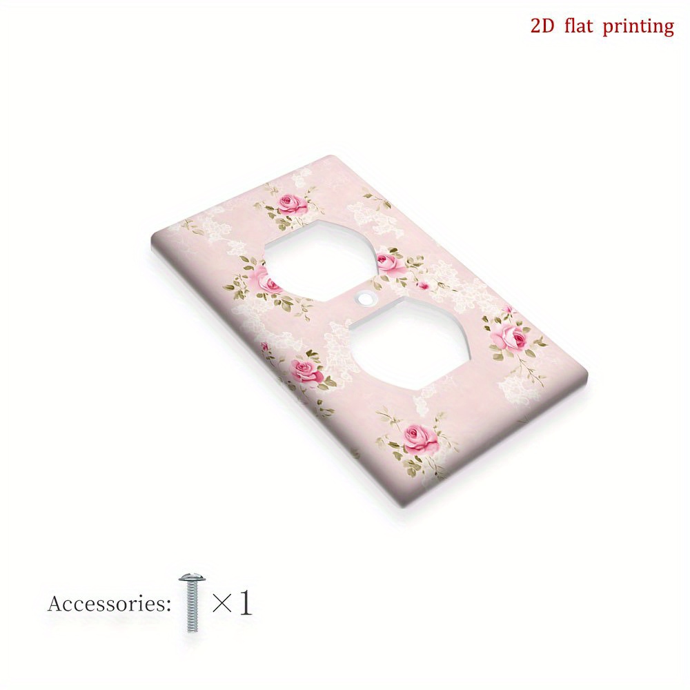 TEMU 1pc Lace Framed Light Switch Wall Plate Cover - 2d Flat Printing Floral Outlet For Decor, Easy To Clean, No Battery/wireless, Fits Single/double