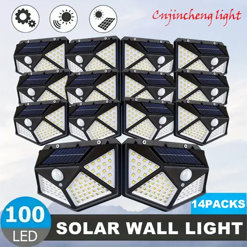 packs solar wall sconce with motion sensor 100 led outdoor 3 suitable for porch garage patio garden commercial use great for office hotel party restaurant decoration solar rechargeable design