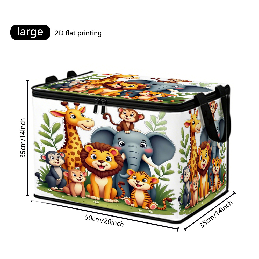 TEMU 1pc - Large-capacity Storage Box Animal , Sturdy And Durable Zipper, Portable And Foldable Design. Suitable For Office Storage, Living Room