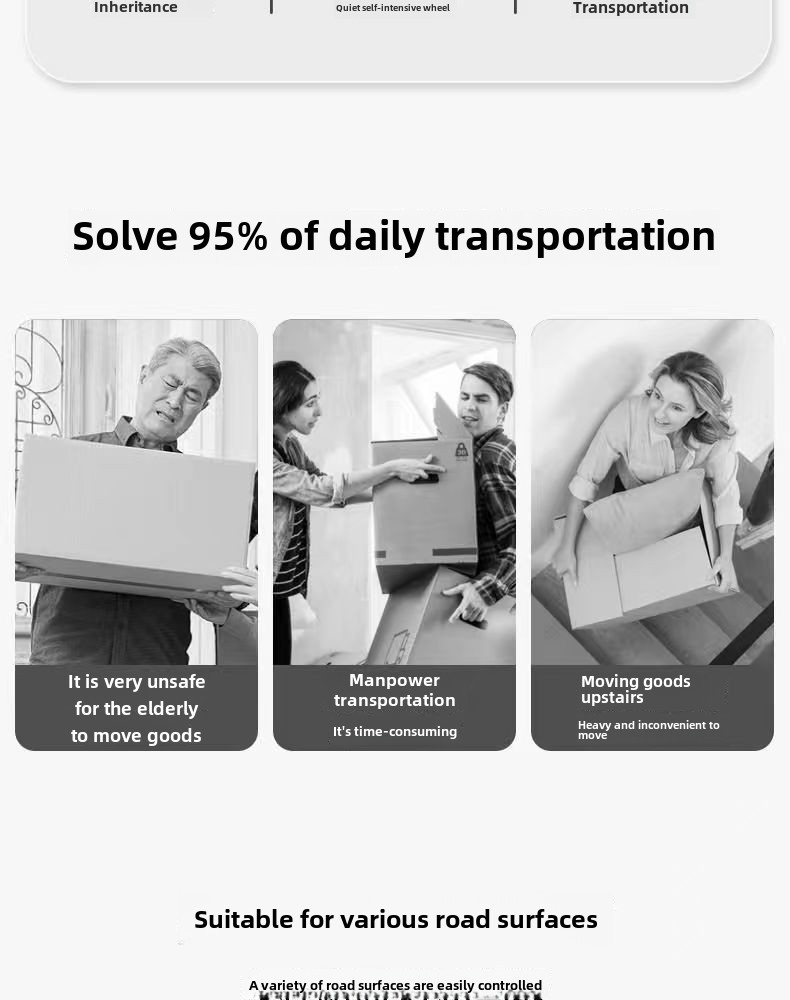 versatile folding trolley with 22 inch pu wheels portable retractable cart for shopping luggage cargo handling details 2
