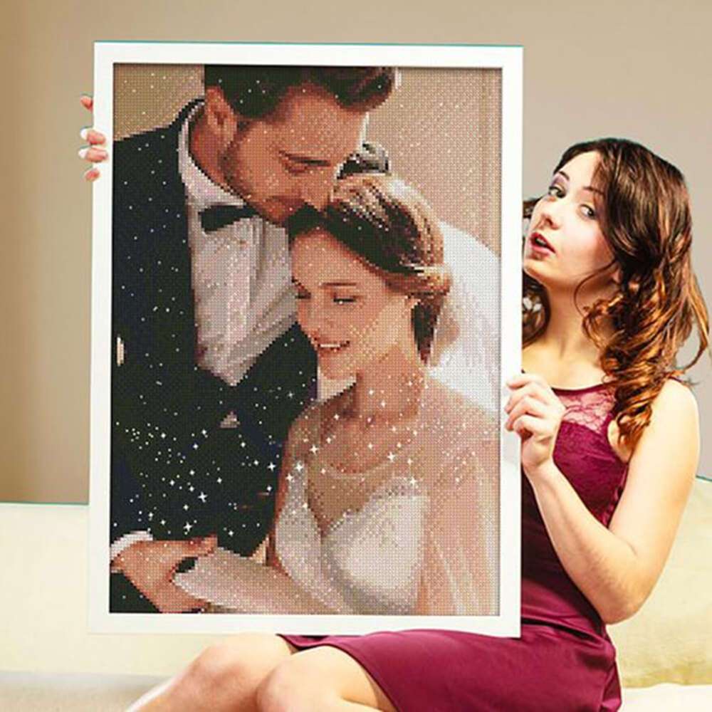 custom 5d painting kit personalized photos with full square and round rhinestones acrylic wall art valentines  