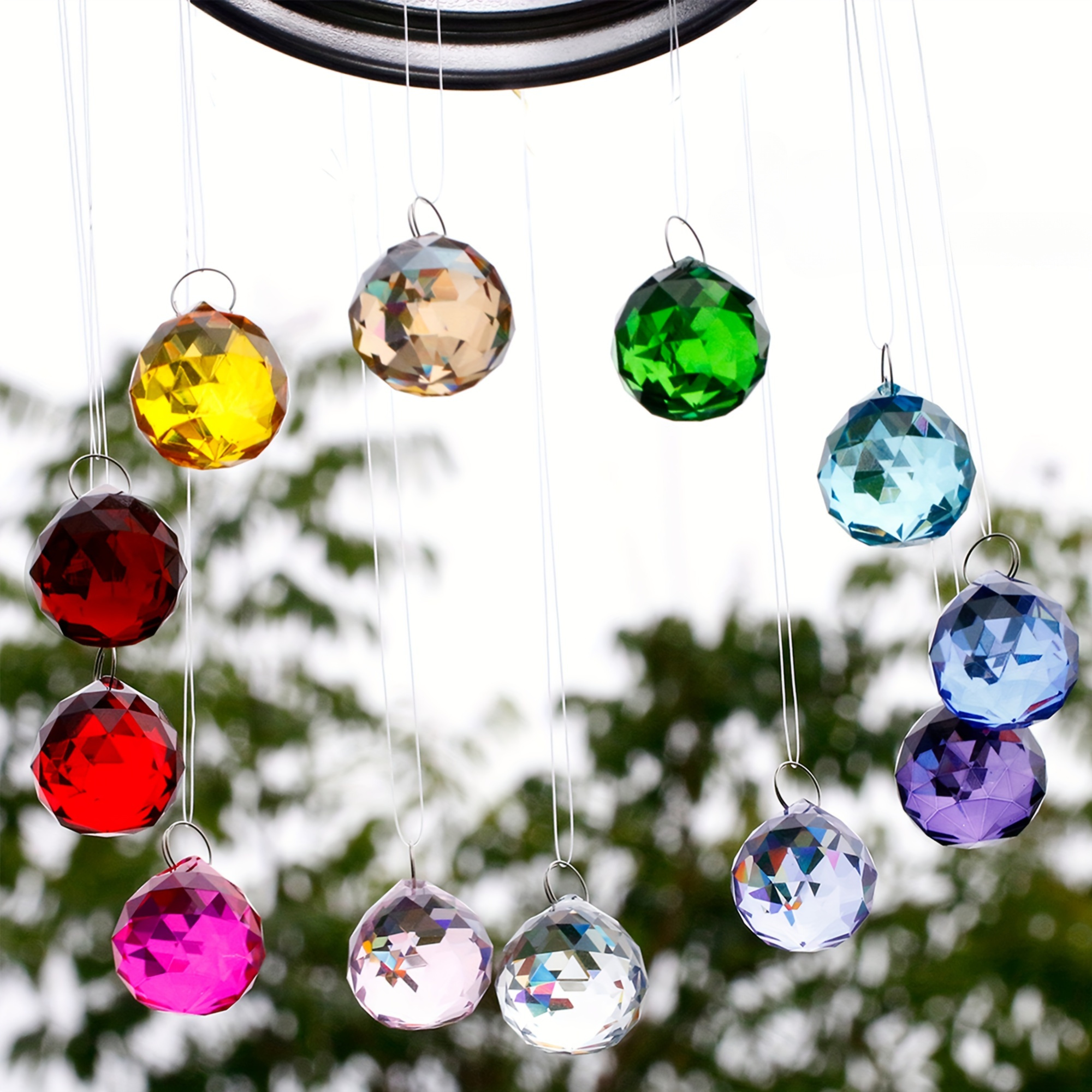 

30mm -catching Crystal Ball Prism Decoration Hanging Pendant Sun Hanging Pendant Mirror-catching 12pcs Home Decorations