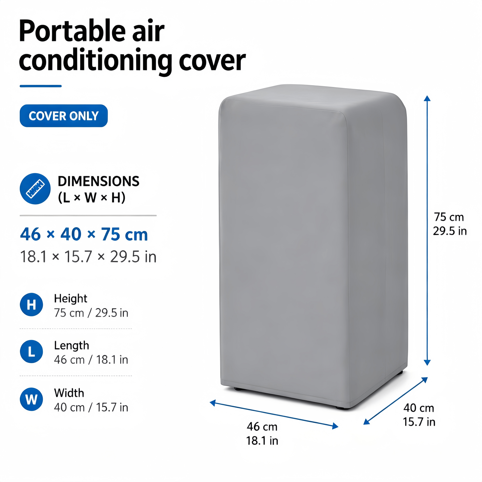 TEMU Copertura per condizionatore d'aria portatile - 2 colori disponibili (/grigio), tessuto Oxford 300D pesante, la parte inferiore un design con