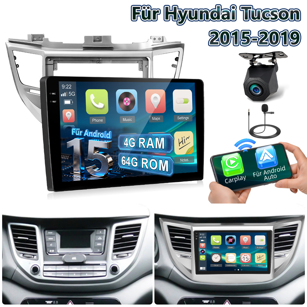 Image of 4gb + 64gb 15 Car Radio For Tucson 2015-2019 Radio Radio Car Stereo 9 Inch Hd Incell Touch Screen Car Radio With Gps Navigation & Fm/rds Radio Reversing With Camera& Mic