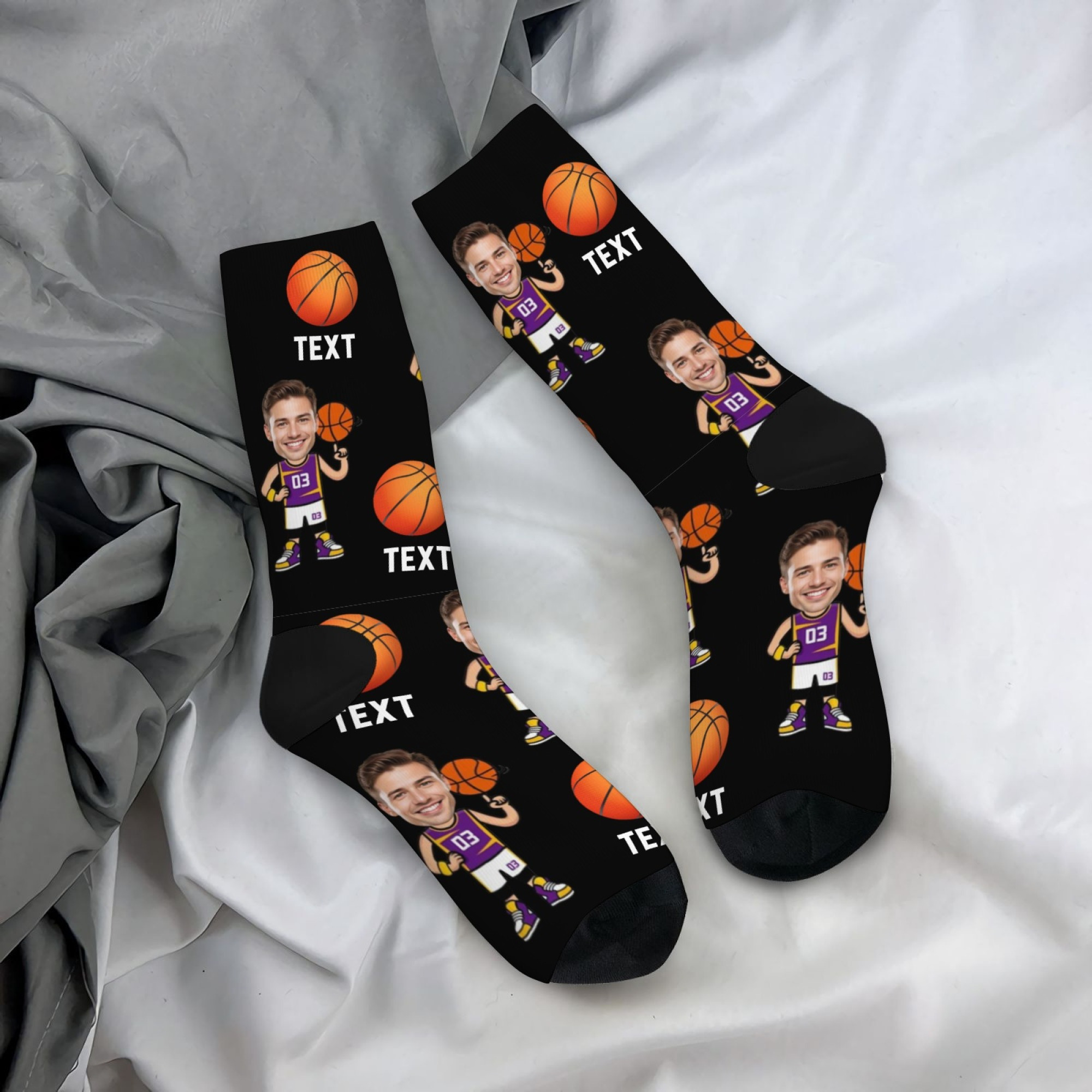 TEMU Calcetines Personalizados de Media Caña para Hombres con Logo , 1 Par, Divertidos Calzones Largos en Pareja Ideales como Regalo por San Valentín