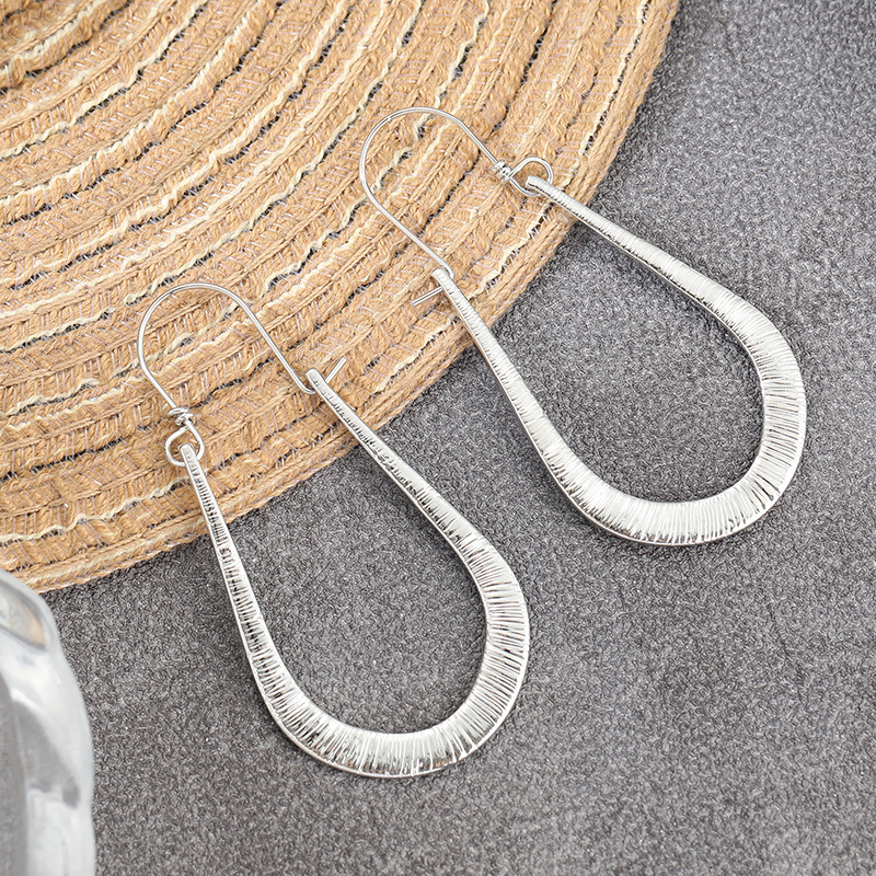 Artisan Silvery Hoops, Handmade Long Hoop Earrings,, Artisan Horseshoe Hoop Earrings, Silvery Earrings