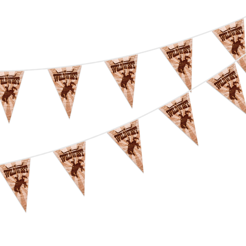 Image of 10pcs Of 3-meter Long Cowboy-themed Bunting Flags For Party Decorations