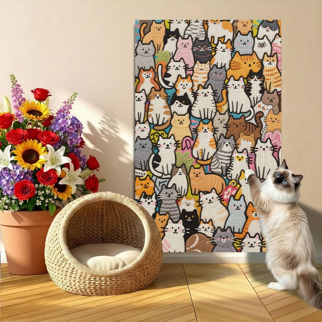 TEMU Home Cat Scratching Board, Durable Cat Scratching Pad Suitable For Indoor Claw Sharpening And Play, Interactive Cat Climbing Mat, Self-adhesive