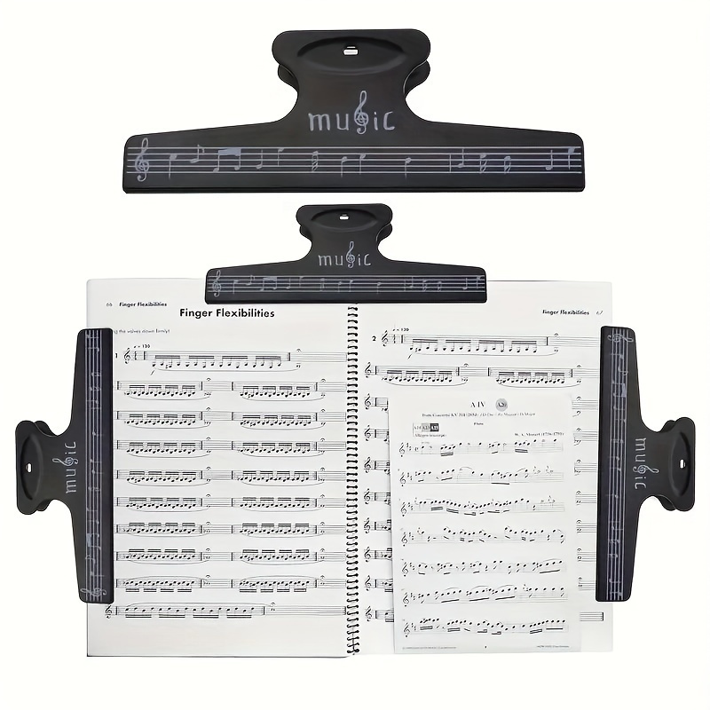 

Abs Sheet Music Clips For & Drum Books - Note Paper Holders, Essential Musical Instrument Accessories, Black