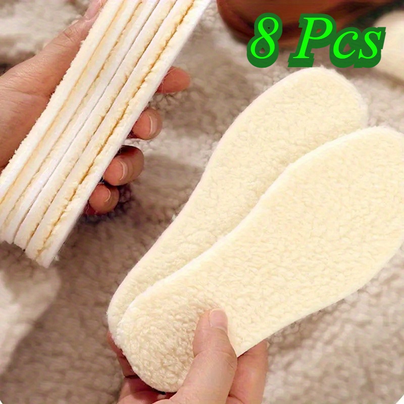 TEMU 8pcs Unisex Winter Plush Shoe Insoles, Winter Warm Insoles, Soft And Thickened Shoe Insoles, -of-foot Warm Insoles, Heat-retaining Insoles,