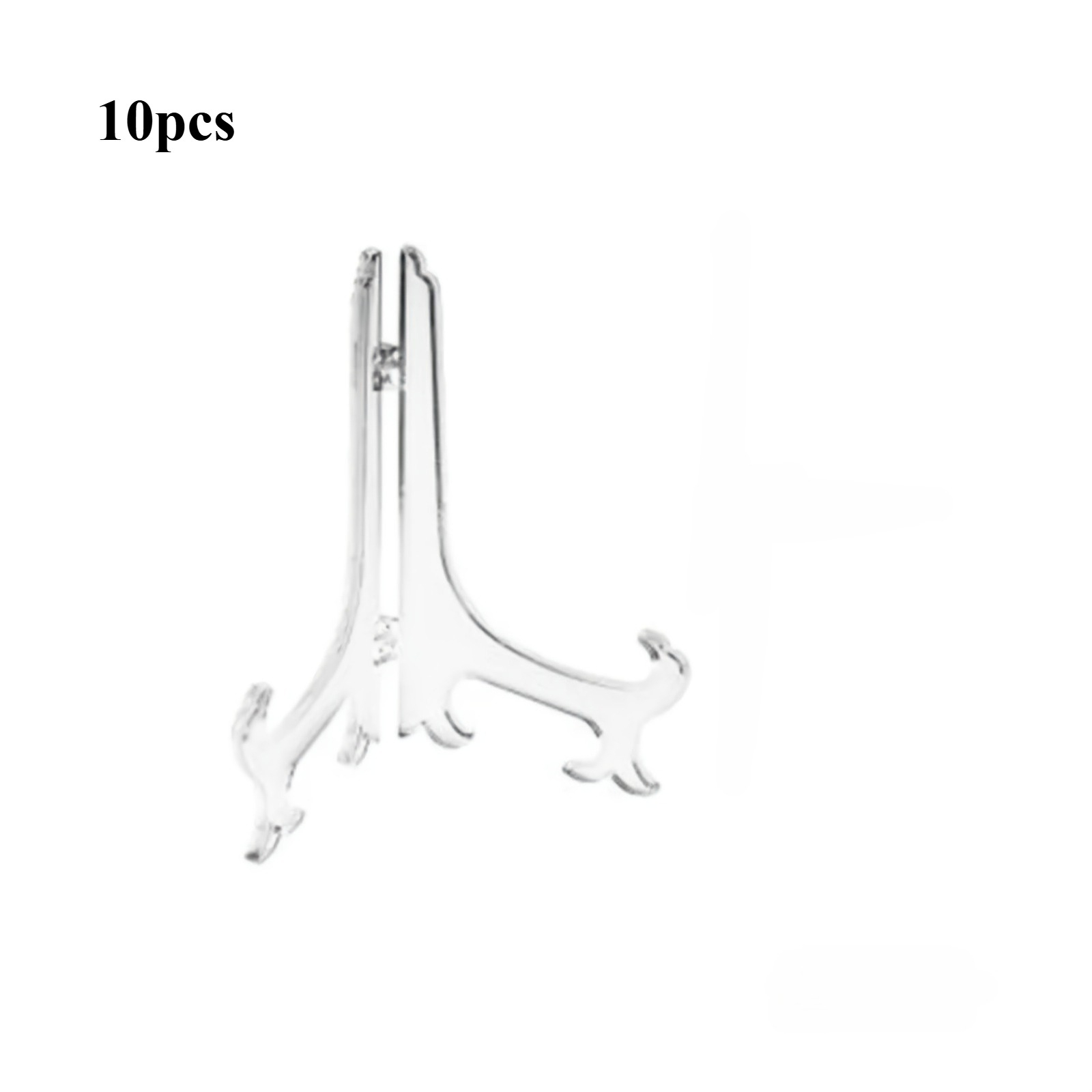 Image of 10pcs, Clear Plastic Plate 3 Inches Clear Plastic Easels Or Stand Plate Holders Display Pictures Weddings, Home Decoration, Birthdays, Tables Decor