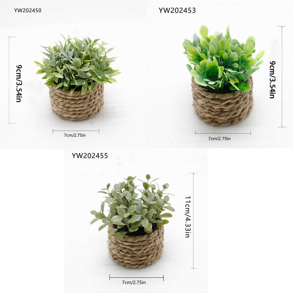 TEMU 3pcs Green Artificial Potted Plant Eucalyptus Grass Simulated Potted Plants