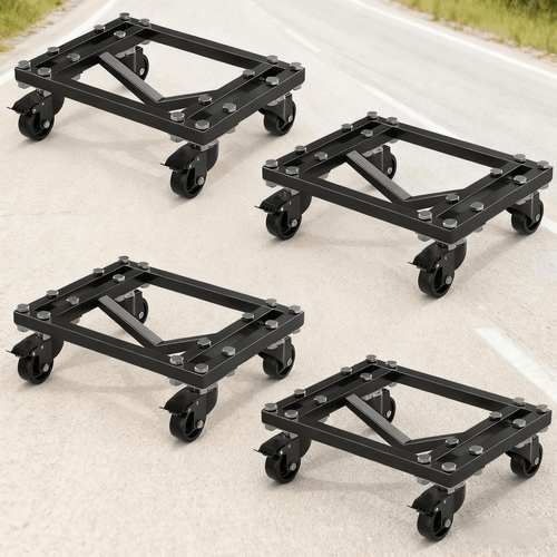 heavy duty car dolly set of 4 with lockable swivel casters polypropylene wheels 6000 lbs capacity suitable for auto shops garages vehicle transport locking for car trucks motorcycles moving