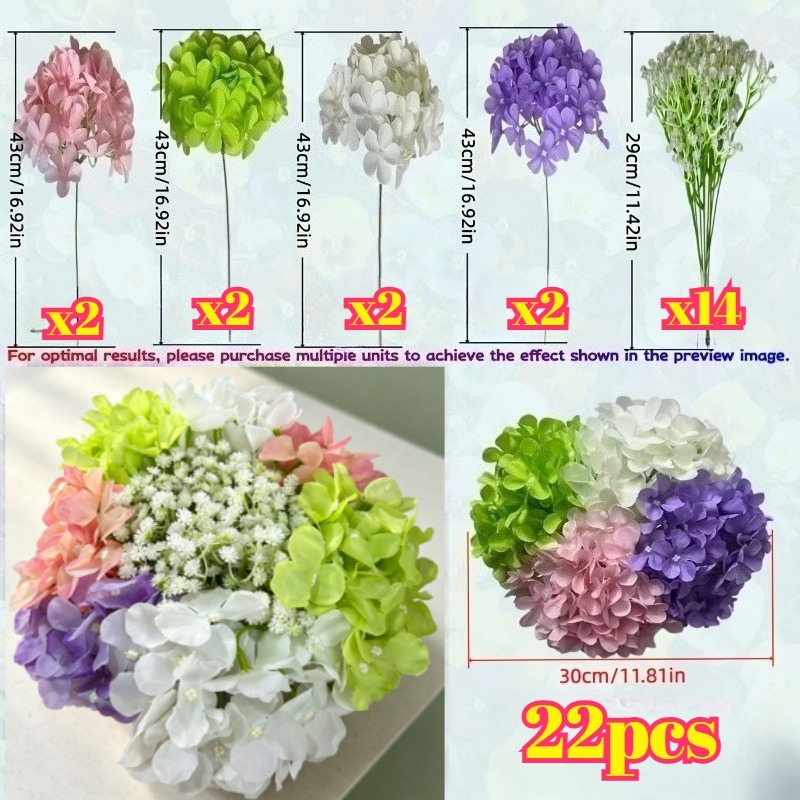 TEMU 22pcs Extra Large 16.92-inch 4-color Premium Artificial , Suitable For Weddings, Home, Garden, Balcony, Party, Office, Dining Table, Birthday,