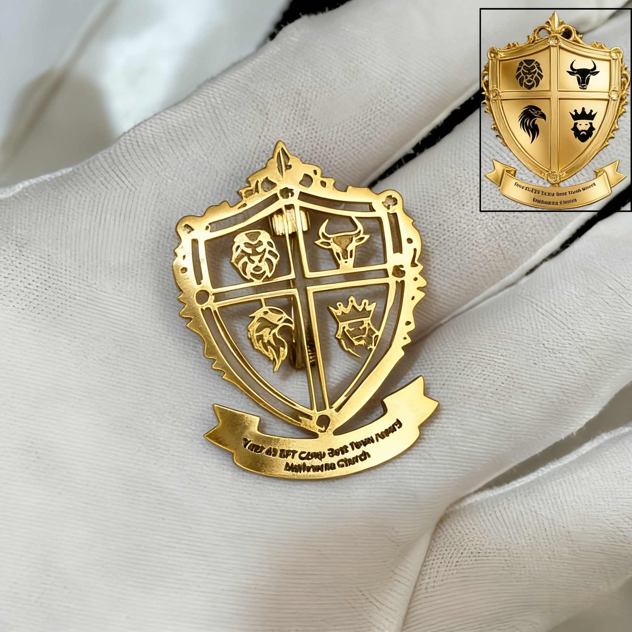 TEMU Men's Personalized Brooch - Emblem With Totem Logo, Retro Textured Hollow Suitable For Collar Or Backpack, For Clothing & Bags, Unique Gift For