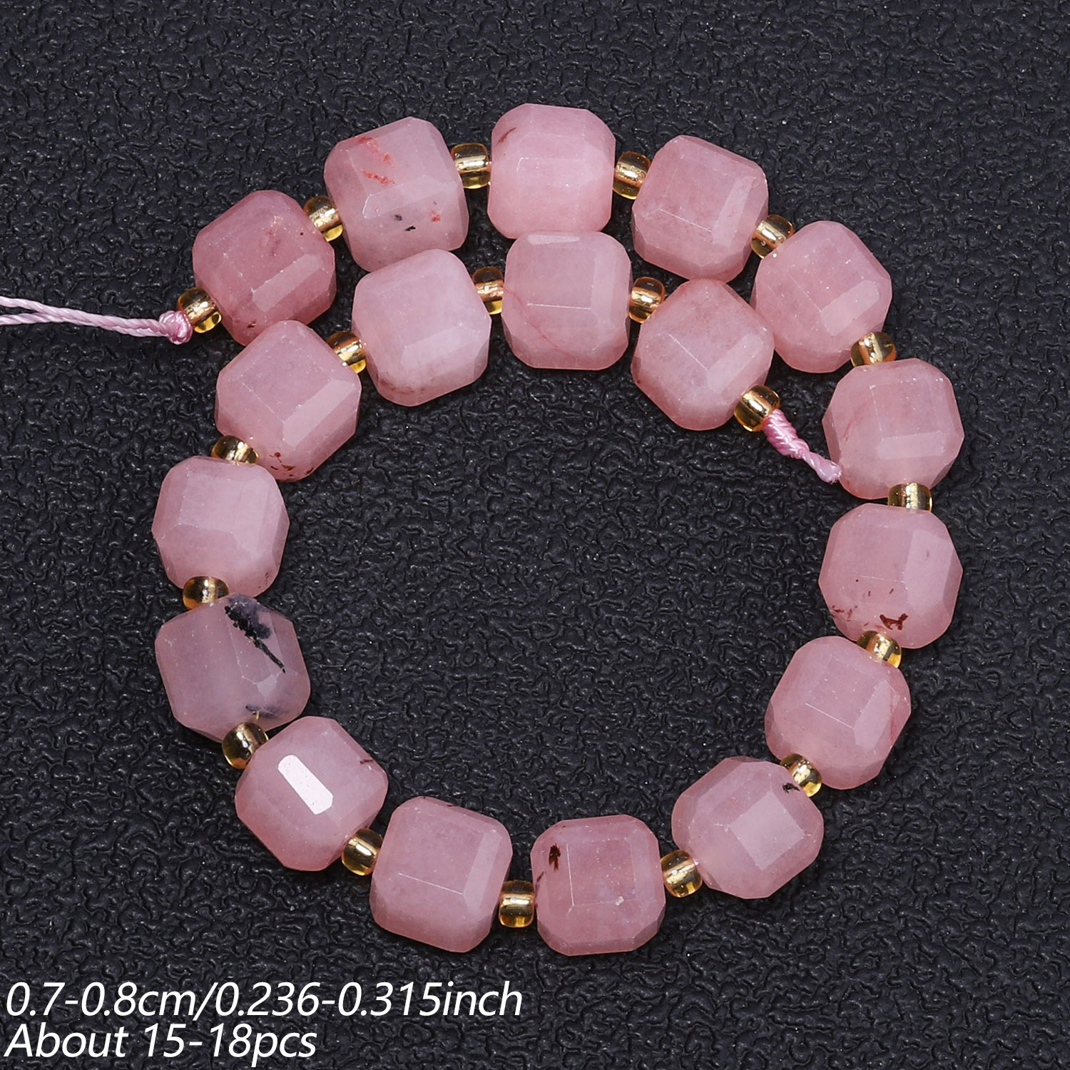TEMU 7-8mm Natural Stone Pink Opal Beads - Square Suitable For Jewelry Making Diy, Loose Beads With Curved Base For Bracelets, Necklaces, Earrings
