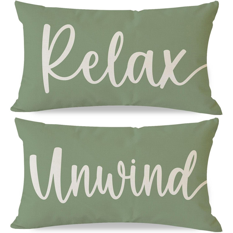 2pcs, Pillowcase Sage Green Outdoor Farmhouse Front Porch Terrace Decoration Spring And Summer Waist Cushion Cover Decorate Living Room Sofa, Single Sided, Without Pillow Core, 12x20 Inch