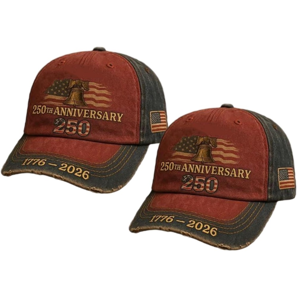 250th Anniversary USA Patriotic Baseball Cap Adjustable Vintage Style Flat Embroidered Hat