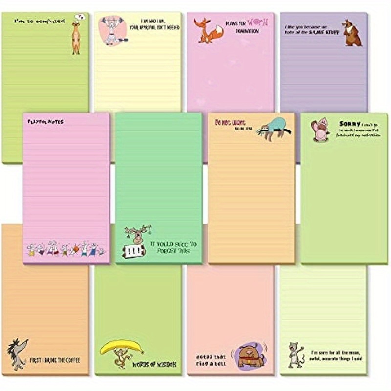 

12 Pack Funny Notepads For Coworkers Novelty Note Pad Humor Memo Office Supplies 3 X 5 Notepads For Office Teacher Adult Work Gifts Per Pad