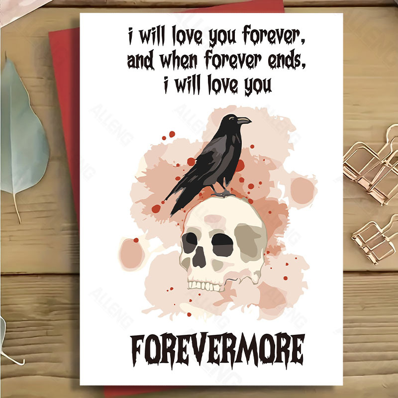 

1pc Gothic Halloween Card - Funny Dark Humor Greeting For Birthdays, Anniversaries & Valentine's Day - Him Or Her