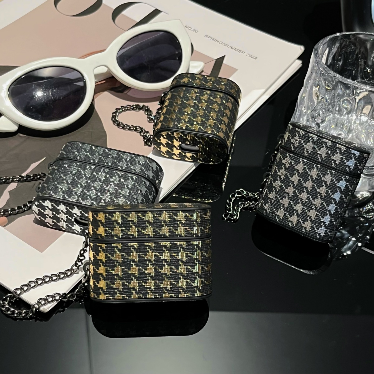 Silicone Square Earphone Case for AirPods 1/2/3/4/Pro/Pro2, Shockproof Protective Cover, Black/Bronze, Durable Earphone Pouch