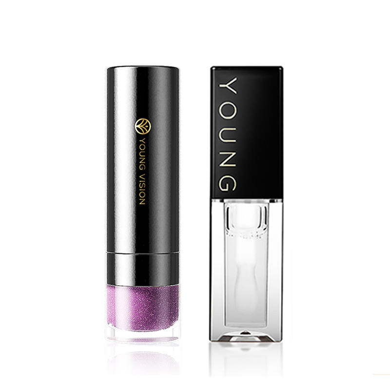 2 komada Metalik Sjajni Ljubičasti Set za Usne: Olovka za Usne, Ulje za Usne, Ruž za Usne za Žene, Dugotrajan, Lako se Nanosi, Vodootporan i Otporan na Znoj, Ne Blijedi Lako, Idealno za Svakodnevnu Upotrebu i Zabave