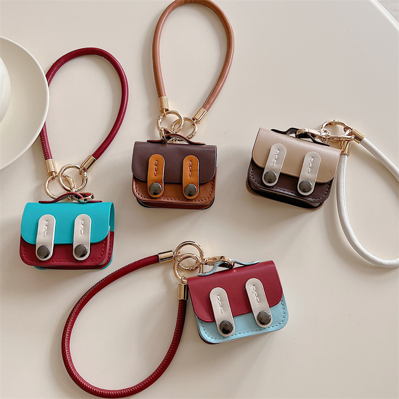 Korean Color-Blocking Backpack Is Suitable for Airpods Pro2/3 Protective Case with Lanyard Suitable for Earphone Shell Second And Third Generation Niche for Airpods 4 Protective Case