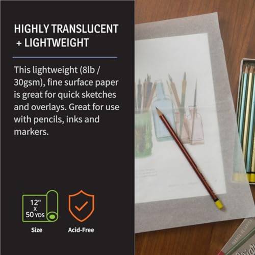 sketching and tracing paper roll white 50 yards x 12 inches