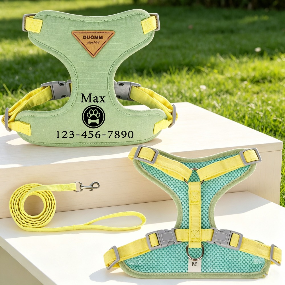 Pet Anti-Pull Harness with Personalized Name and Phone Number