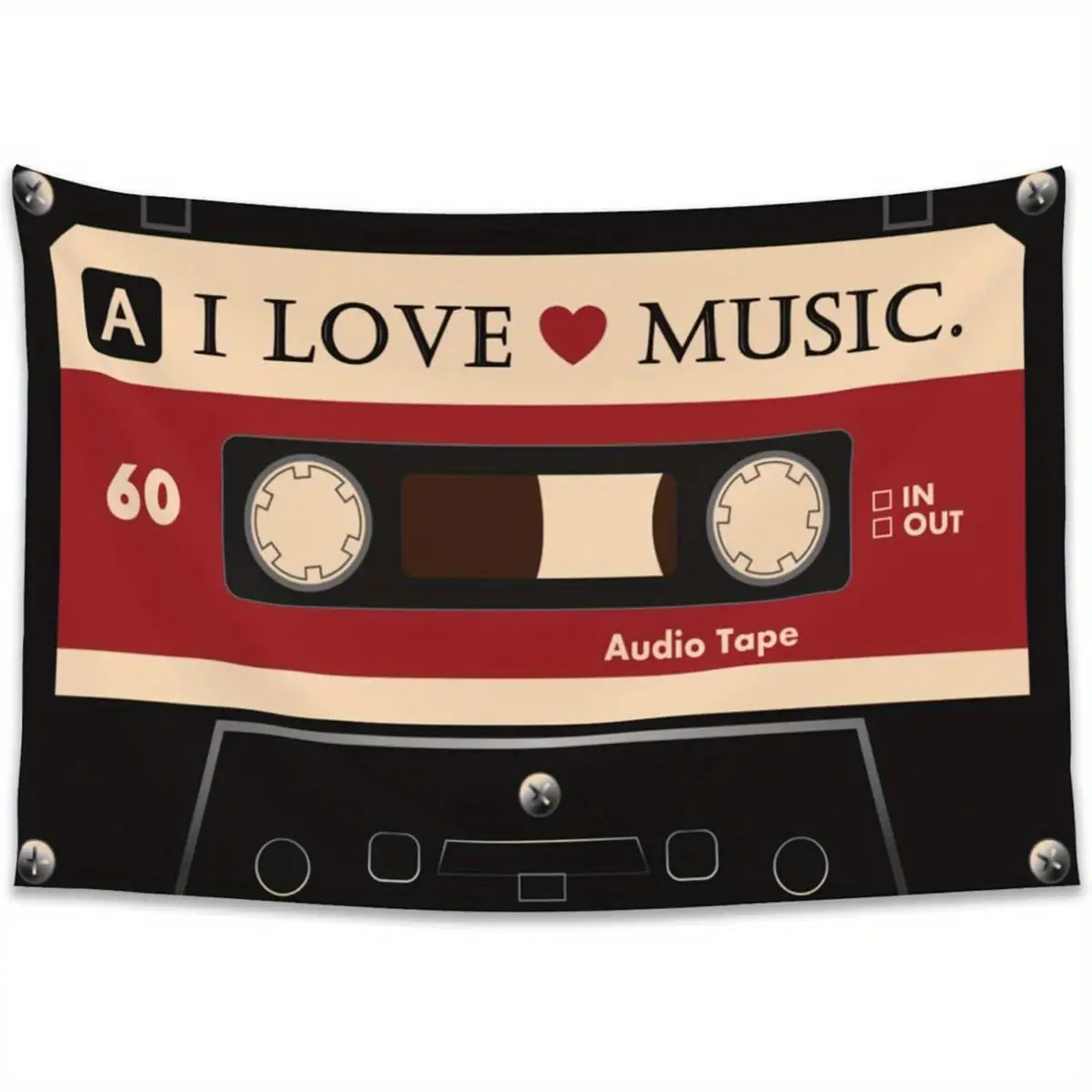 TEMU 1pc Red Grunge Y2k Downtown Girl Cassette Tape Wall Art - "" Retro Aesthetic Tapestry For Teen Girls Room Decor, 51x60 & 152.4x101.6cm Fabric