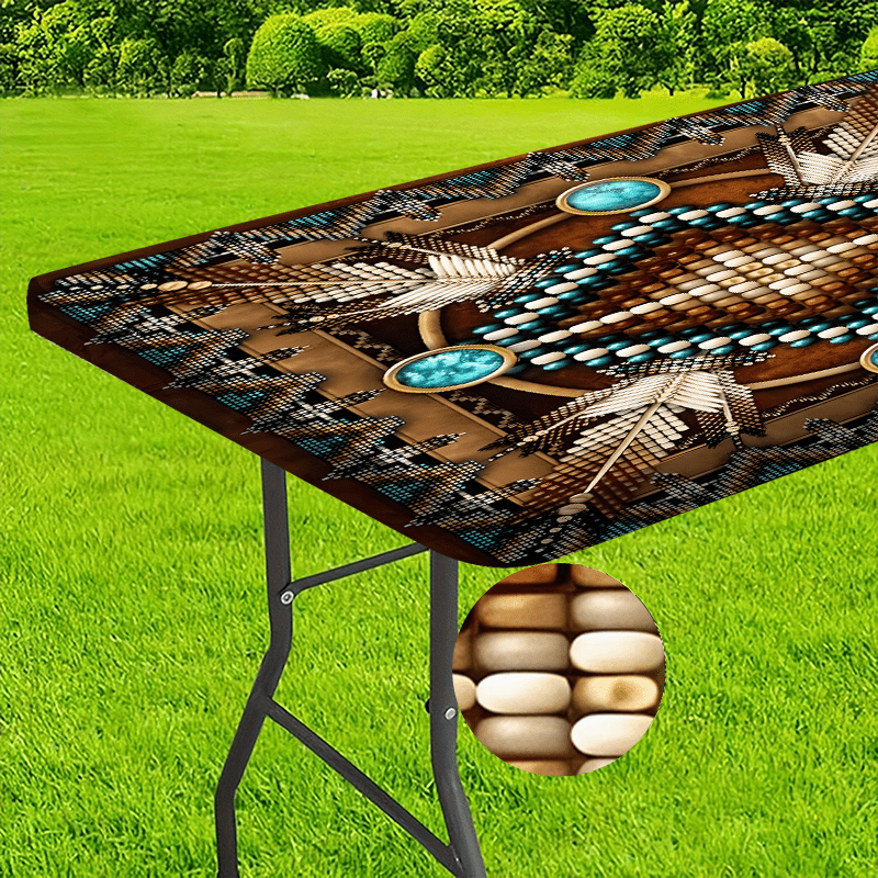 TEMU 1pc, Tablecloth, Local Tablecloth - A Blend Of Traditional Patterns And Exquisite Design - An Essential For Home Decor, Outdoor Table Settings,