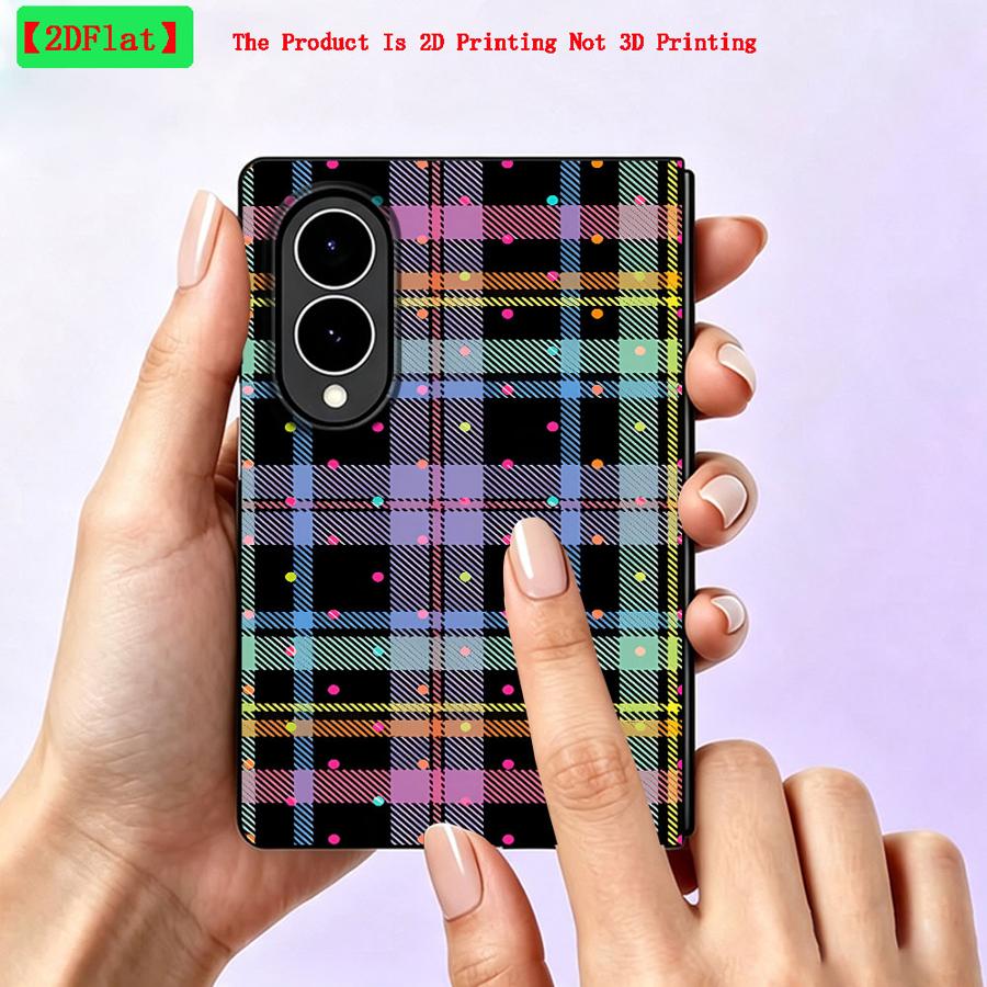 TEMU Phone Case: 2d Flat Plaid Suitable For For Galaxy Z Fold 8 Fold8 Phone Cover, 2d Flat