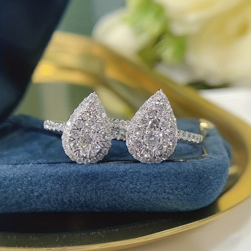 Copper CZ Teardrop Engagement Ring for Party