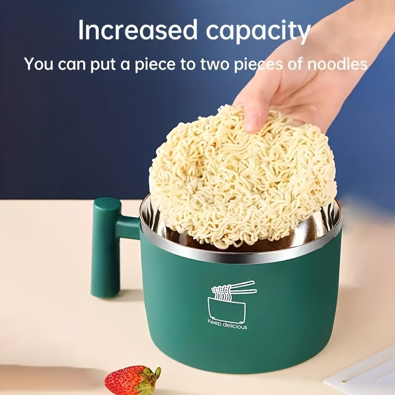 stainless steel insulated bowl instant noodle bowl with lid lunch box portable noodle bowl draining bowl ramen bowl multi functional lunch box lunch container suitable for meals and catering essential for to school Product details 2