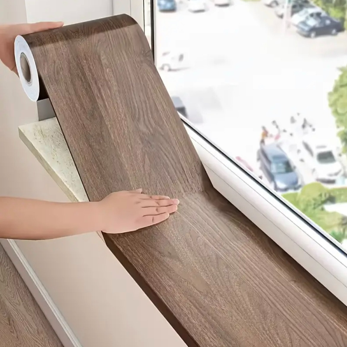 item picture Self-Adhesive Wall Sticker with a Retro Wood Grain Design - Perfect for Covering Unattractive Edges on Window Sills And Enhancing Balcony Decor. This Easy-To-Apply, Multi-Colored Sticker Is Easy to Remove And Reposition