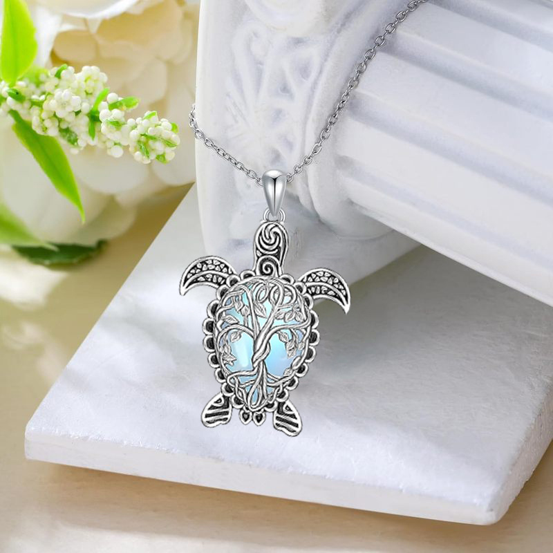 Unique Ocean Turtle Tree Necklace, Boho Statement Jewelry