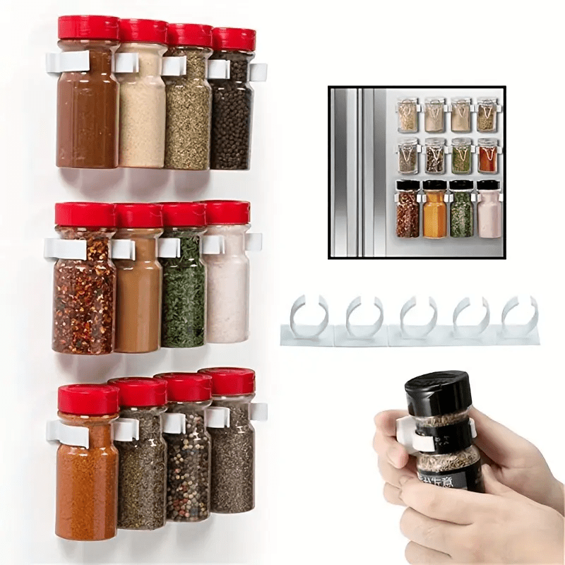 1/2/4 pezzi Porta Spezie in Plastica Senza Foratura, Mensola Portaoggetti da Cucina a Muro, Contenitore per Spezie Autoadesivo da Parete, Combinazione Divisibile, Gadget da Cucina e Elettrodomestici per Cucine da Camper