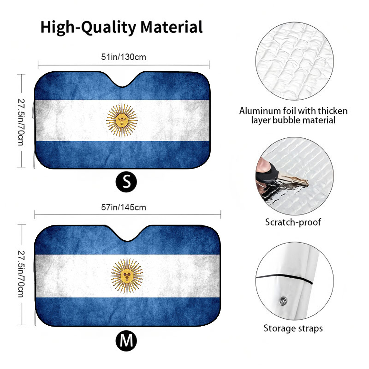 TEMU 1pc Argentina Flag Pattern Car Sunshade, Foldable For . The Protective Sunshade Keeps Your Car Cool And Features Suction Cup Installation For