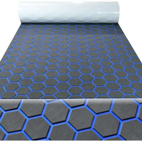 new hexagon shaped eva self flooring for boats featuring a decorative suitable for yacht and pool use the thick non slip mat in dark grey and blue measuring 98 4 x37 7