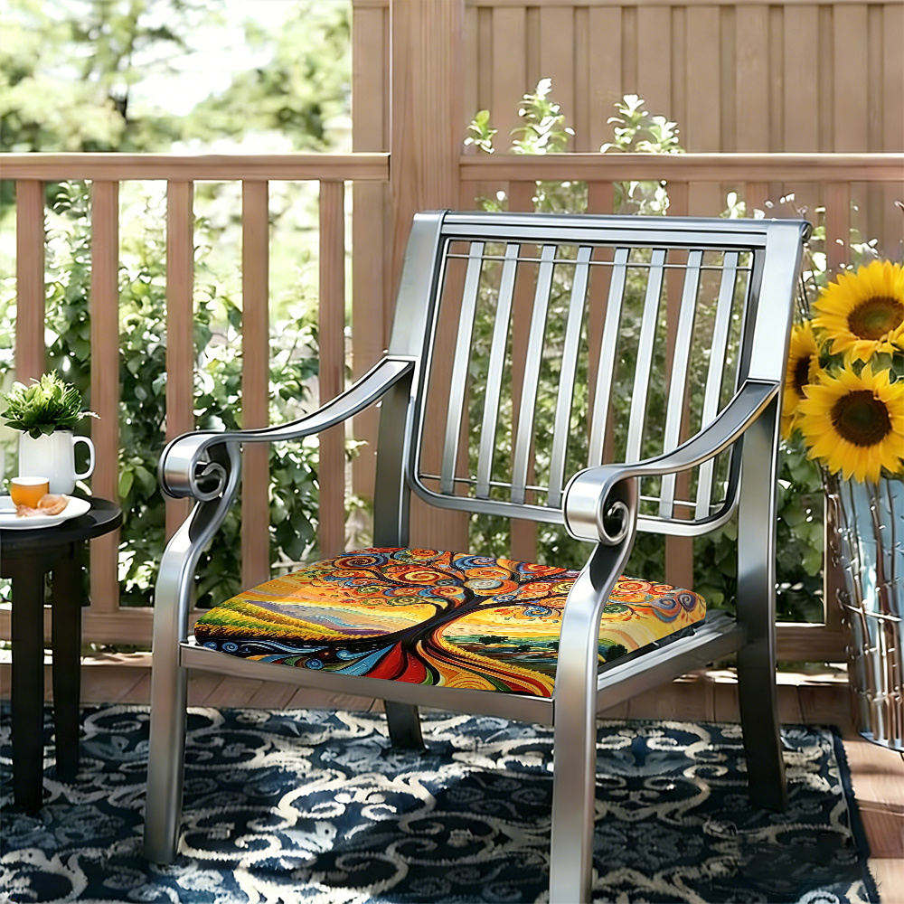 1pc Spiral Flower Tree Pattern Courtyard Chair Seat Cushion, Indoor And Outdoor Seat Cushions, Back Cushions, Size 19.7*17.7*1.57inch, Suitable for Garden Chairs, Office Chairs And Floor Seats. Soft And Comfortable