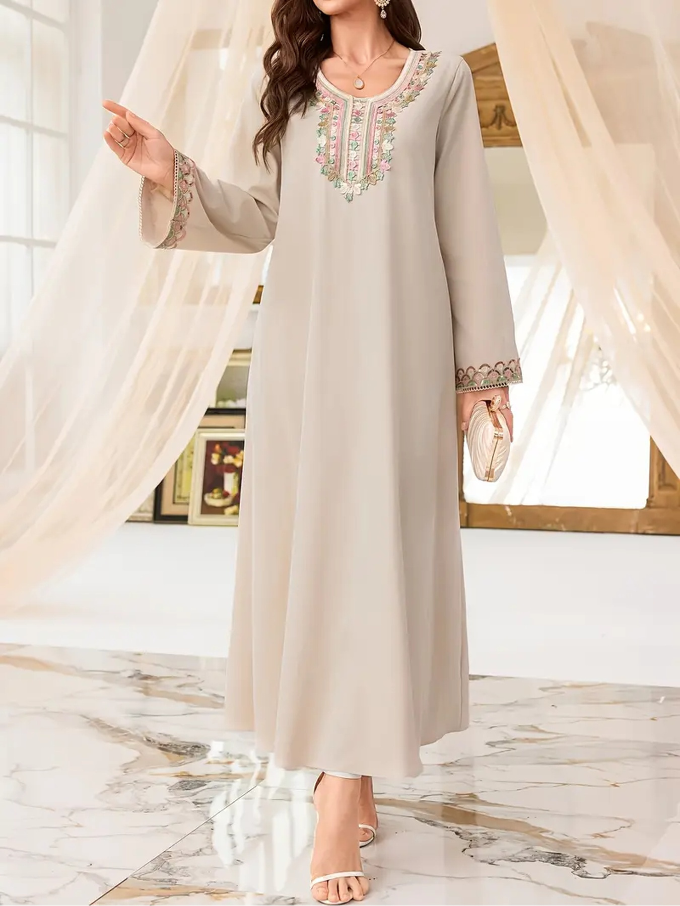 dress with lace collar and cuffs casual long sleeve dress lace collar cuffs in solid color