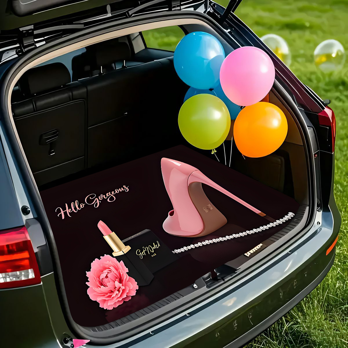 TEMU 1pc, Non-slip Trunk Mat, "" Pink High Heels - Durable Material, Trunk Dry And Tidy, Adds A Touch Of Sexy, Elegant , Luxurious , And Charm To