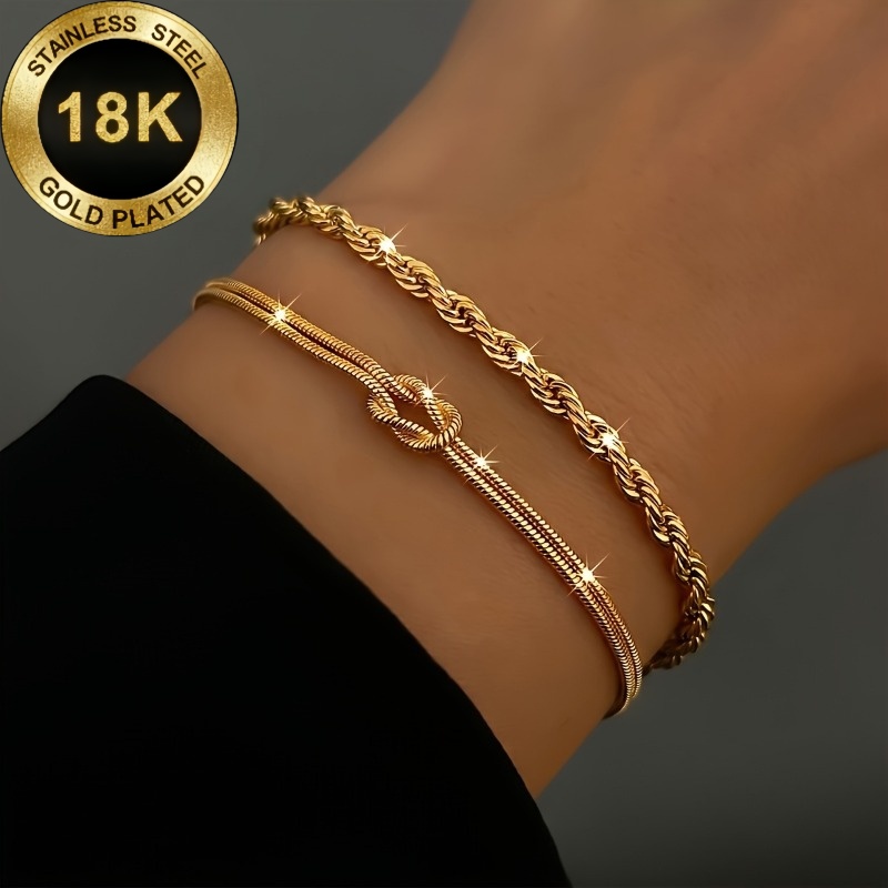 TEMU 2pcs High-quality Fashion Women's Bracelets, Waterproof And Fade-proof Women's Jewelry, Stylish And Elegant Women's Additions, Perfect For Daily