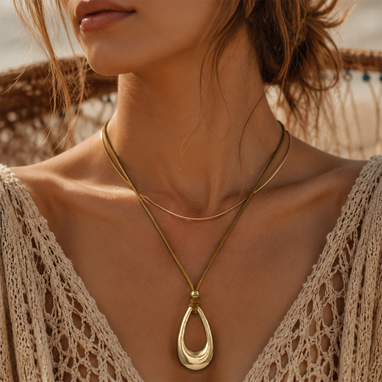 TEMU Lot de 2 avec pendentif de marron et cordon, collier pendentif tendance pour femme, simple et polyvalent, convient pour , les banquets, les