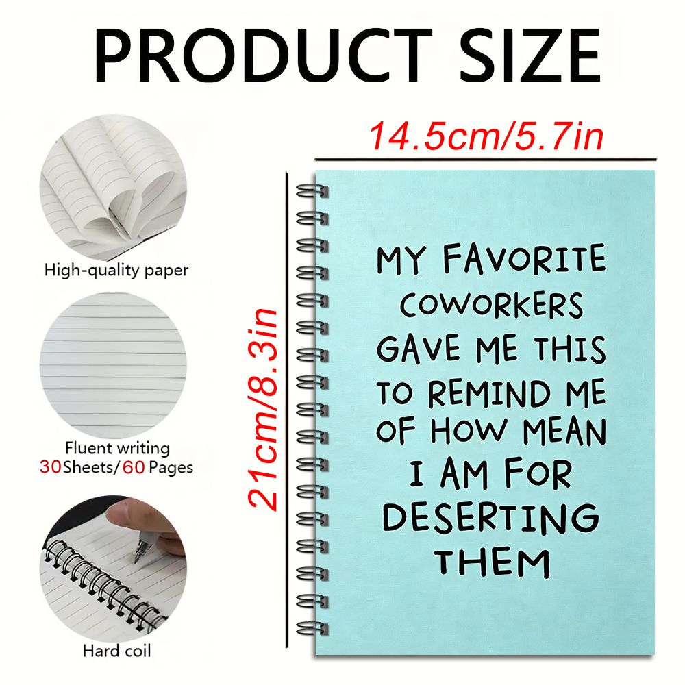TEMU Funny Office Humor, Spiral Notebook, Coil Bound And Lined, Sarcastic Coworker Quote Design, Workplace Gift For Adults, 60 Pages Single Pack