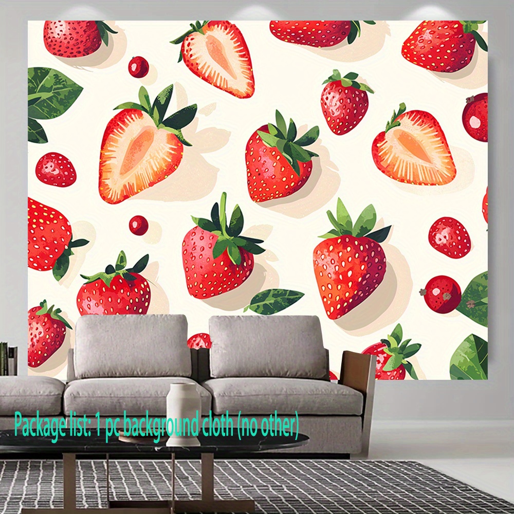 1pc polyester strawberry raspberry backdrop banner vibrant uv printed design with   leaf illustrations   indoor outdoor party decorations weddings birthdays and   festive backdrop vibrant design durable backdrop strawberry themed item