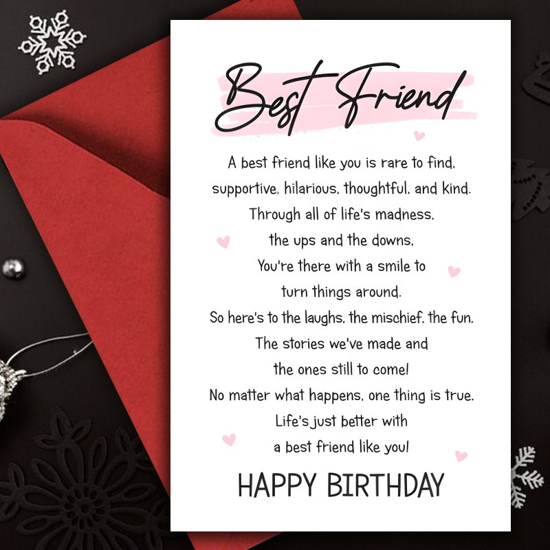 TEMU 1pc Funny Birthday Card For Best Friend | Perfect For Thank You, Any Occasion, Friendship, Ideal Gift For Friend, Envelope Random