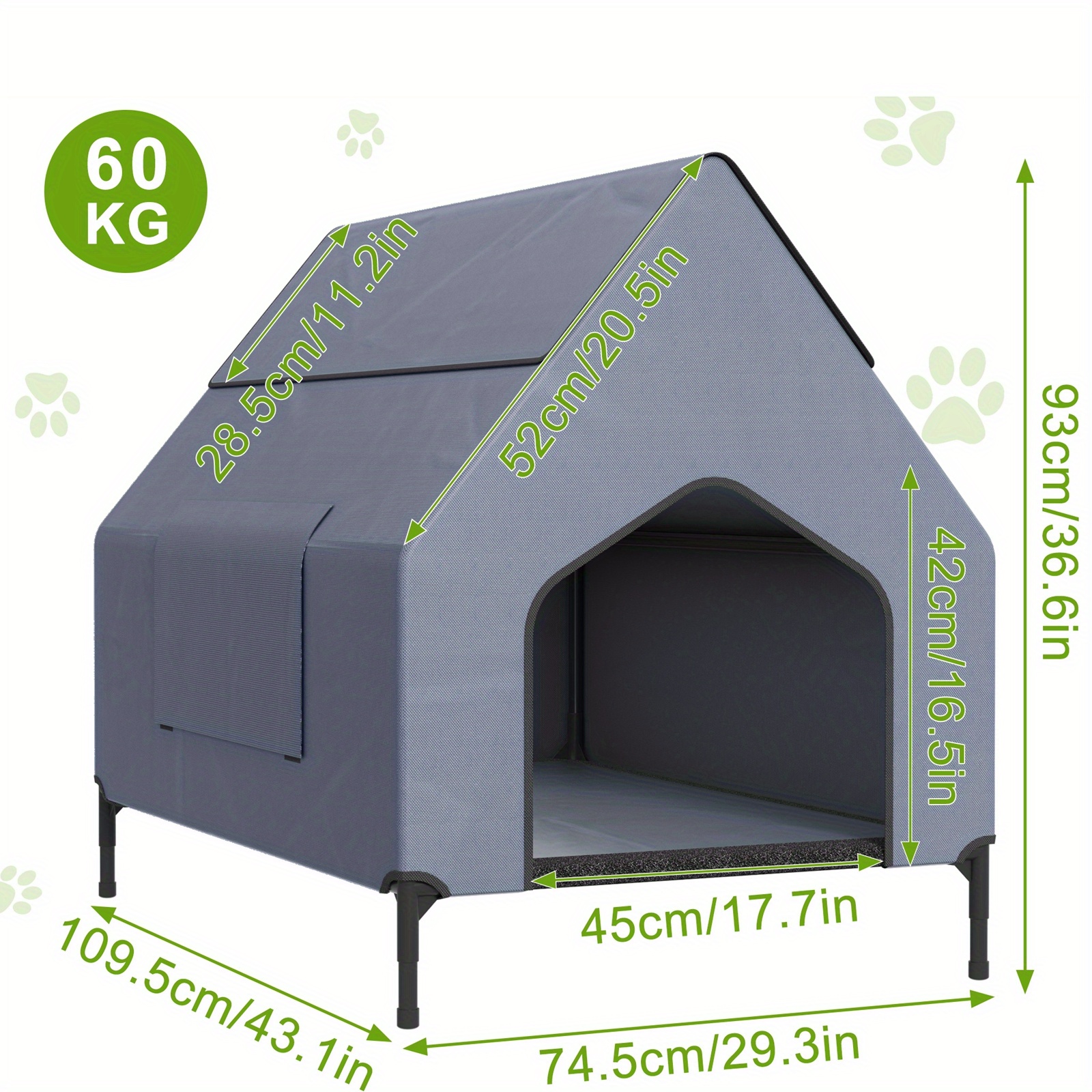 TEMU S/m/l Gray Animal House With Doors And Windows With Bed Dog Kennel Dog House Dog Hut Pet House Suitable For Indoor And Outdoor