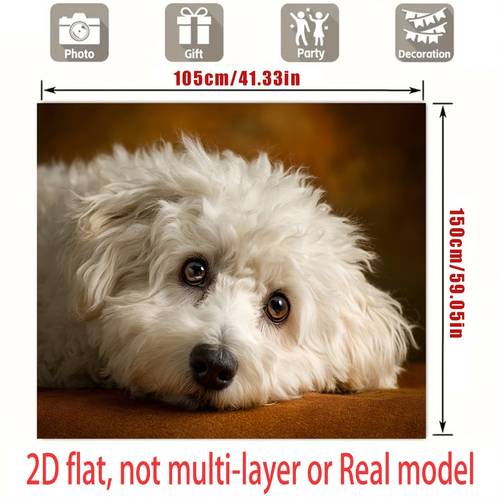 banner 2d piatto, 1 pz, con cane soffice e - , per feste a tema animali domestici, decorazione, sfondo per servizi fotografici con superficie marrone e illuminazione soffusa, decorazione per interni/esterni per raduni degli animali, 2d piatto
