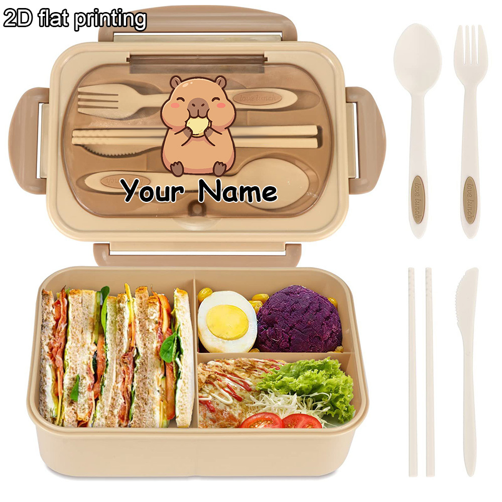 TEMU 1pc Customizable Lunch Box, Capybara Themed Pattern, Suitable For Office Daily Use And Outdoor Picnic, Cartoon Printed Personalized Bento Box